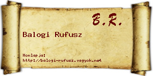 Balogi Rufusz névjegykártya